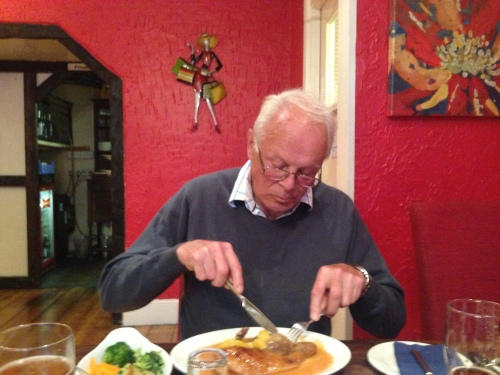 Dad tucking in to duck if I recall correctly