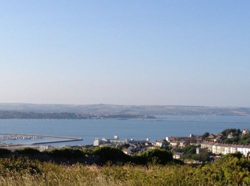 View from the top of Portland looking towards Weymouth