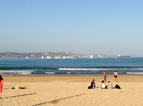 Weymouth Bay - sailing boats out