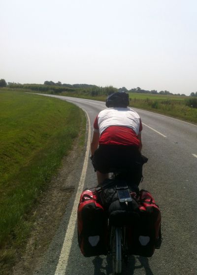 Me riding down the A259 - not a great road for a cyclist