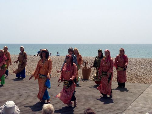 Belly dancers on the beach