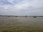 Crossing the River Deben lookin upstream, los of boats bobbing about